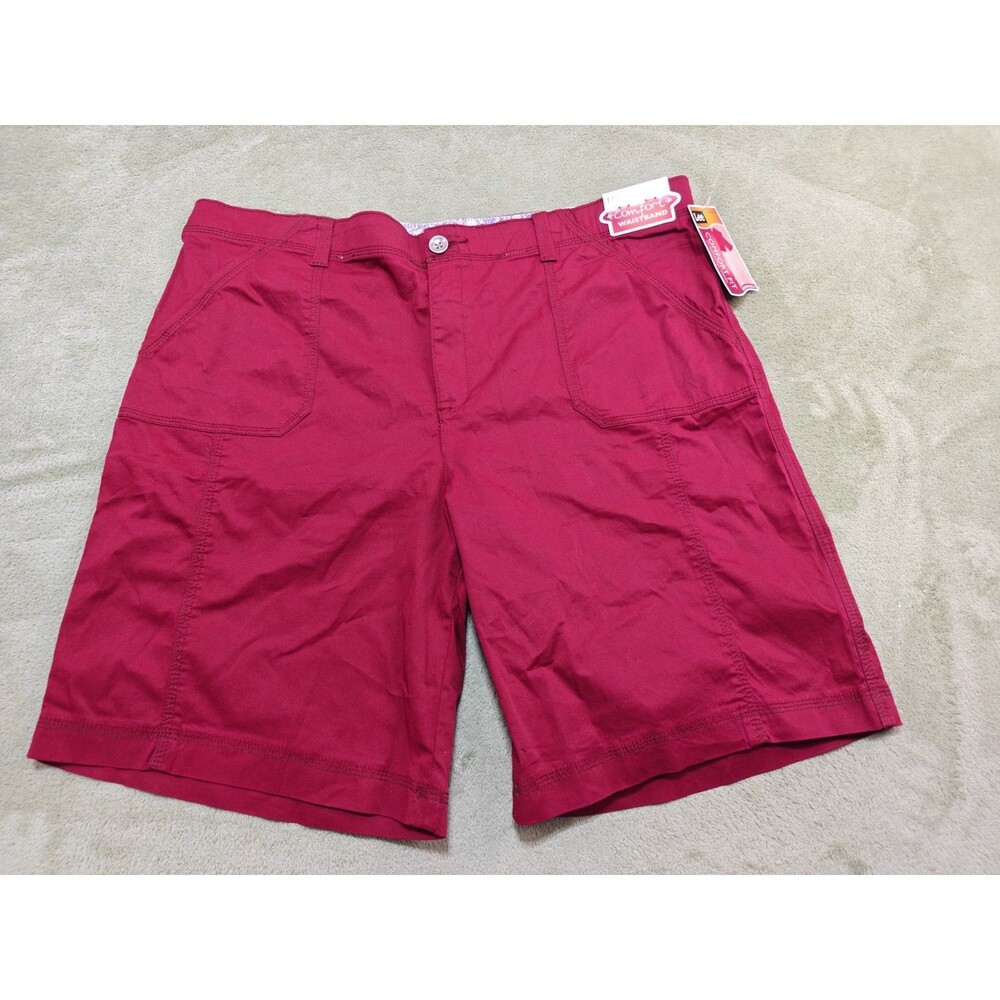NWT Lee Womens Comfort Fit Bermuda Shorts Sz 18M Red Stretch Cotton Utility Flat